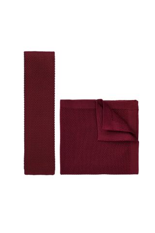 Knitted Wine Tie & Pocket Square set