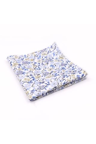 Dusky Blue floral flower cotton pocket square