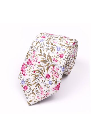 Fuchsia floral flower cotton tie