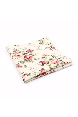 Peach floral flower cotton pocket square