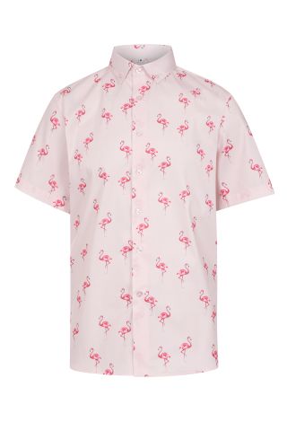 Pink Flamingo Printed Short Sleeve Shirt
