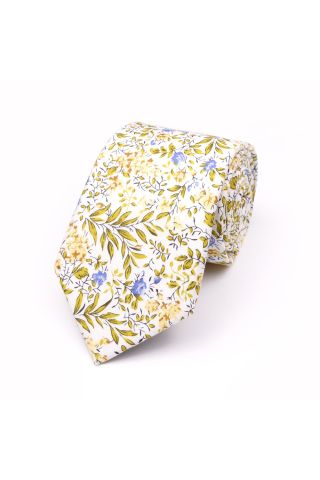 Yellow floral flower cotton tie