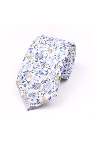 Dusky Blue floral flower cotton tie