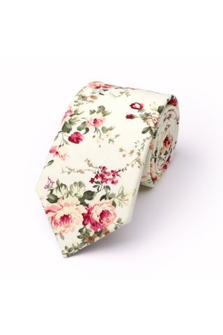 Peach floral flower cotton tie