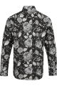 Black & White Floral Print Regular Fit Cotton Shirt