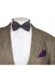 Mens Purple Patterned Silky Satin Bow Tie And Handkerchief Set
