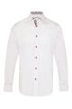 Plain White Regular Fit Shirt with Blue & Red Paisley Trim