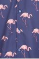 Navy Flamingo Printed Short Sleeve Shirt
