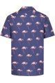 Navy Flamingo Printed Short Sleeve Shirt