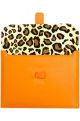 Premium leather Ipad Case - Orange leopard print