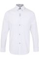 White Regular Fit 100% Cotton Shirt with Navy Button Down Collar