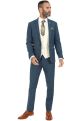 Marc Darcy Dion Blue Tweed Suit with Contrast Kelvin Cream Waistcoat