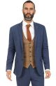Jenson Samuel Lincoln Herringbone Blue Three Piece Suit with Kelvin Oak Contrast Waistcoat