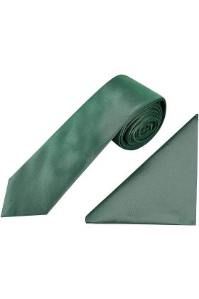 Plain Emerald green satin classic mens tie & pocket square set  