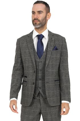 Marc Darcy Scott Grey Tweed Check Suit Jacket 
