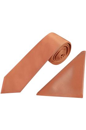 Plain Copper classic mens tie & pocket square set  