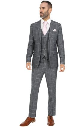 Jenson Samuel Oxford Grey Check Three Piece Suit  