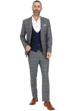 Jenson Samuel Oxford Grey Check Suit with Contrast Kelvin Royal Waistcoat  