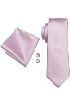 Pale Pastel pink silk tie, pocket square & cufflink set 