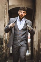 Marc Darcy Jenson Grey Tan Check Suit Blazer 