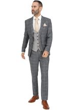 Jenson Samuel Oxford Grey Check Suit & Kelvin Silver Waistcoat  