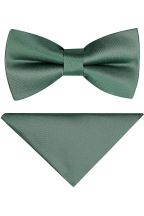 Plain Emerald green satin classic mens  bow tie & pocket square set  