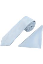  Plain pastel blue classic mens tie & pocket square set  