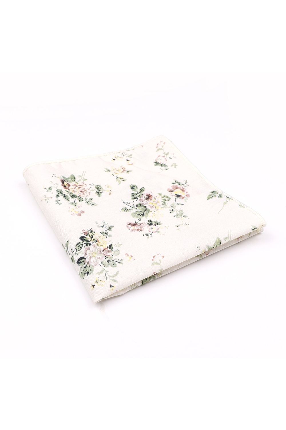 Ivory & Green floral flower cotton pocket square
