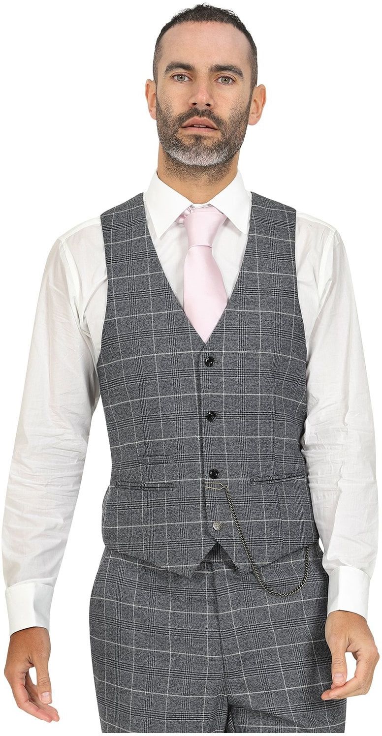 Jenson Samuel Oxford Grey Check Waistcoat