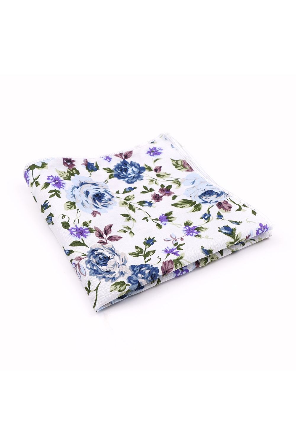 Blue floral cotton classic mens tie & pocket square set
