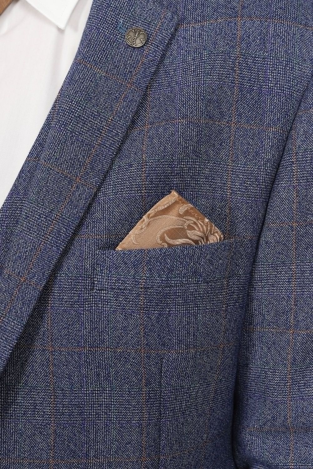 Jenson Samuel Warwick Blue Check & Kelvin Royal Waistcoat Three Piece Suit 