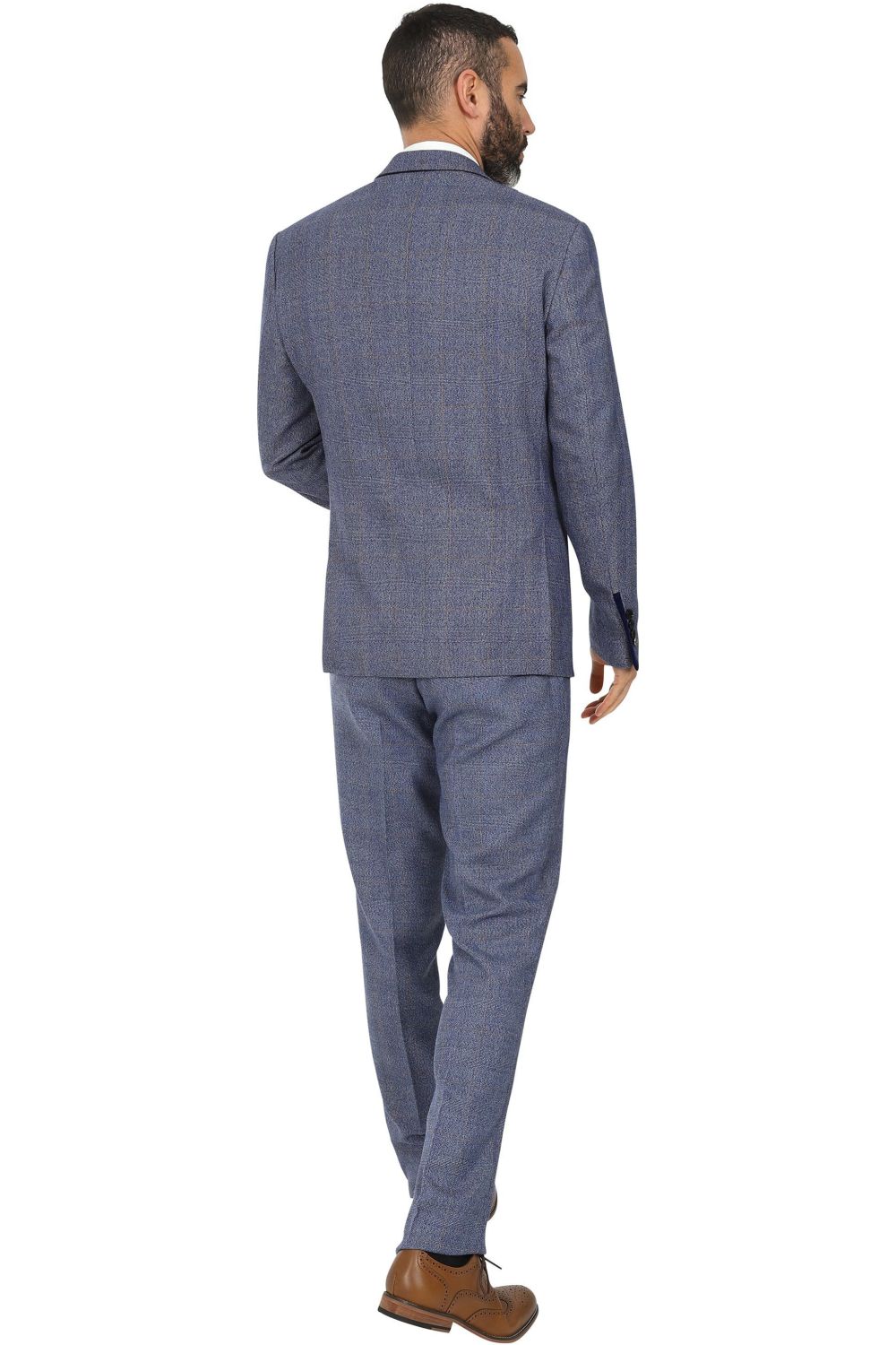 Jenson Samuel Warwick Blue Check & Kelvin Royal Waistcoat Three Piece Suit 
