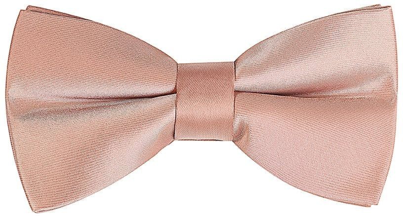 Plain rose gold satin classic mens bow tie & pocket square set 