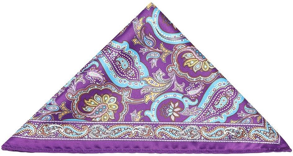 Purple & blue paisley pocket square 