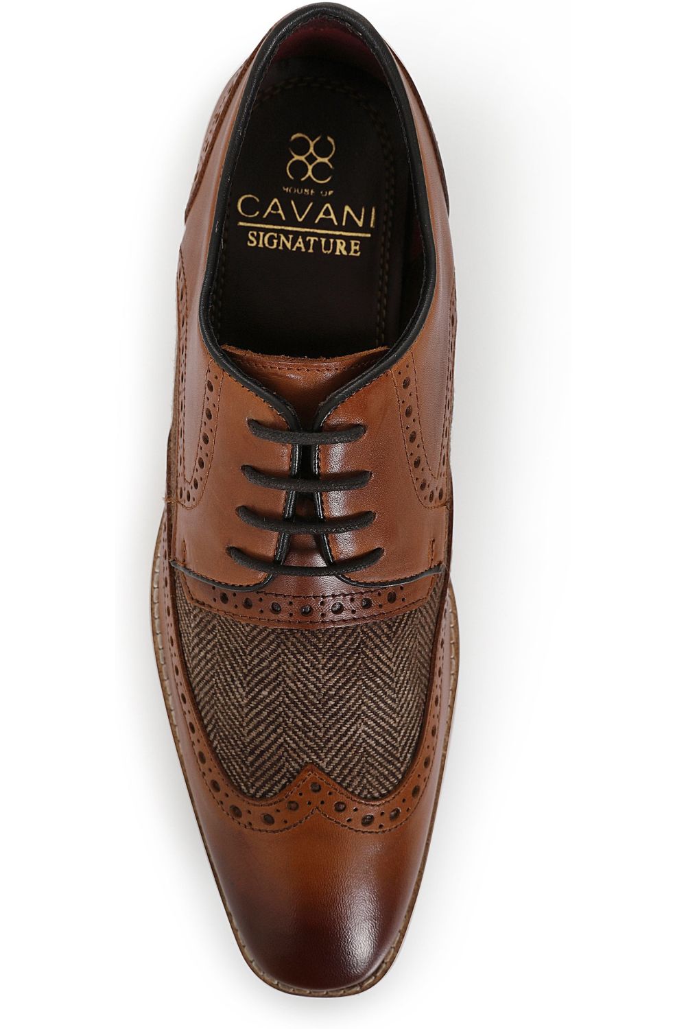 Cavani William Tan tweed Brogue Leather shoe