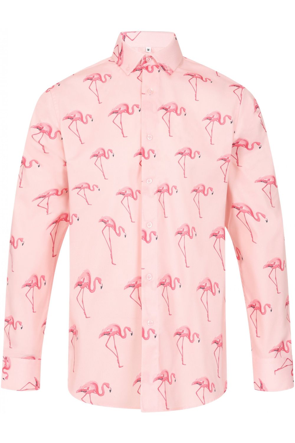 Pink Flamingo Print Regular Fit Cotton Shirt