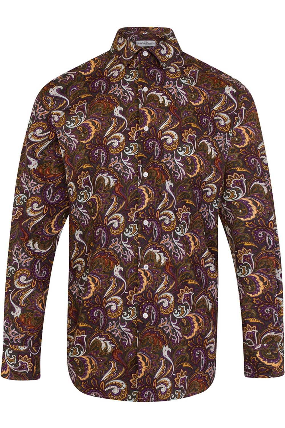 Paisley Purple & Brown Regular Fit 100% Cotton Shirt