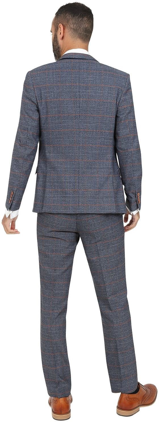 Marc Darcy Jenson Sky Three Piece Suit with Contrast Kelvin Tan Waistcoat  