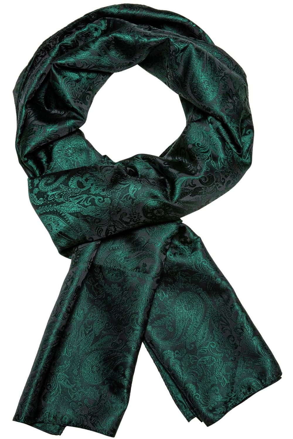 Emerald & Black Paisley Silk blend Scarf