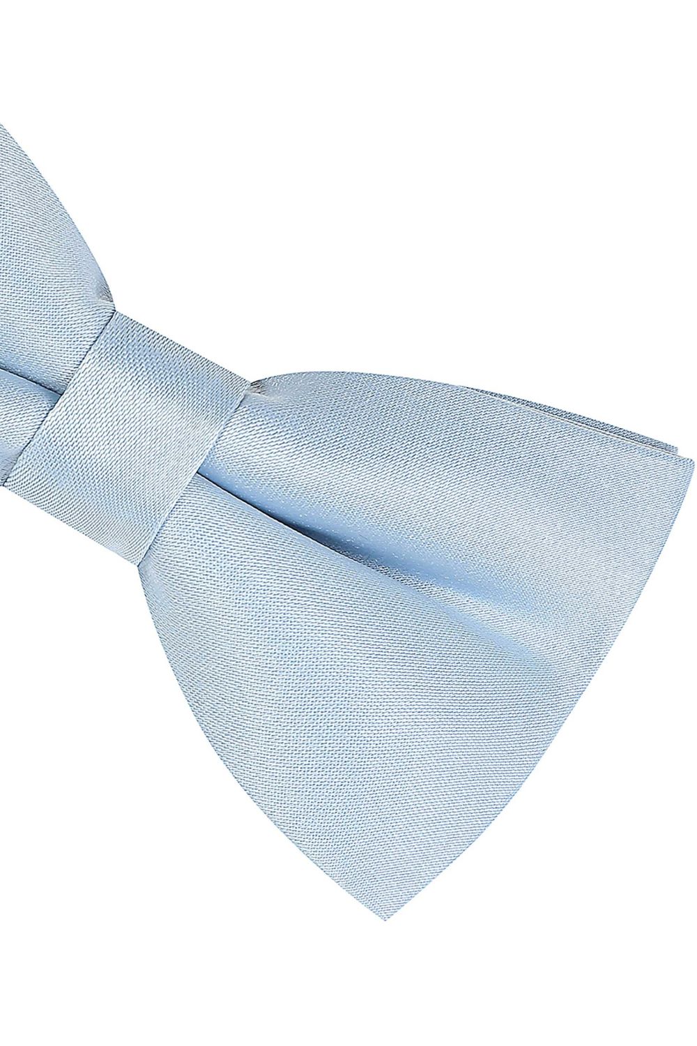 Plain pastel blue satin classic mens bow tie