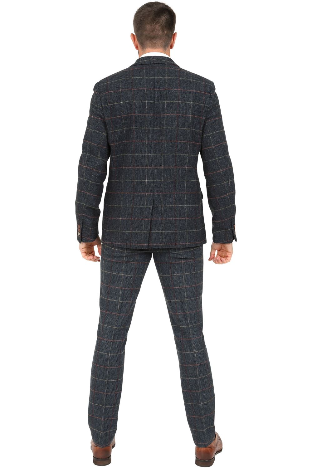 Marc Darcy Eton Navy Blue Check Tweed Suit Two Piece Suit