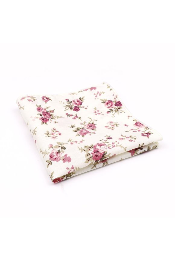 Pink floral cotton classic mens tie & pocket square set