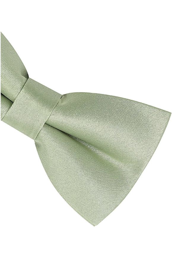 Plain Pastel green satin classic mens  bow tie & pocket square set