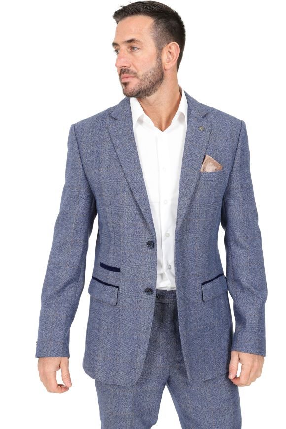 Jenson Samuel Warwick Blue Tweed Two Piece Suit