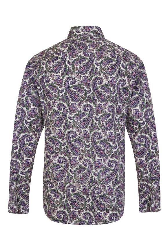 Floral Purple & Brown Regular Fit 100% Cotton Shirt