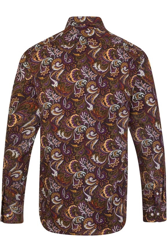 Paisley Purple & Brown Regular Fit 100% Cotton Shirt