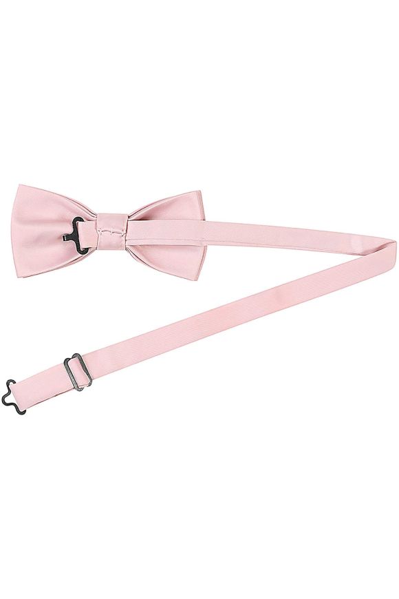 Plain pastel pink satin classic mens bow tie