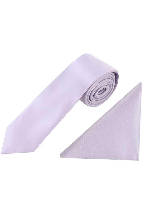 Plain lilac classic mens tie & pocket square set