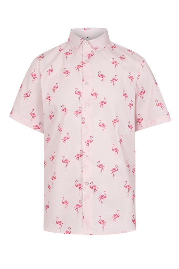 Pink Flamingo Printed Short Sleeve Shirt