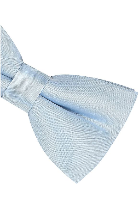 Plain pastel blue satin classic mens  bow tie & pocket square set 